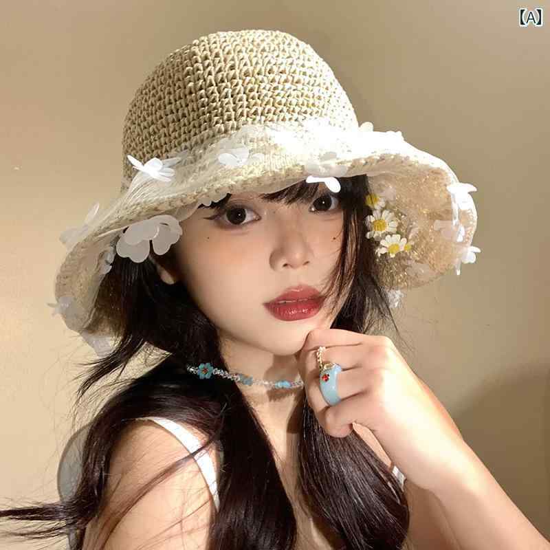 韓国 お上さん 春夏 秋冬 レディース  愛くるしげ 今めかしい スピード競技 花 かんかん帽 かぶり笠 お上さん用 夏 海岸地帯 砂浜公休日 日よけ かぶり笠 かんかん帽 かぶり笠
