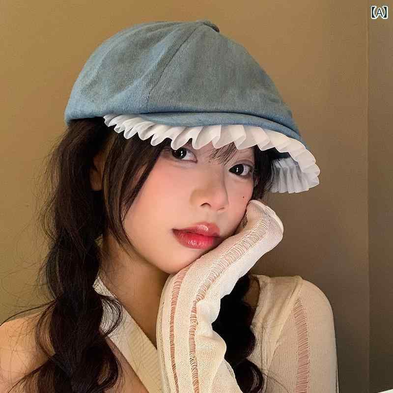 韓国 お上さん 春夏 秋冬 レディース  愛くるしげ 今めかしい スピード競技 ジーンズ ベレー 帽 レディース 春夏 表現スタイル 日本 レトロ 顔 出し ペンキ屋かぶり笠 馬鹿でかい  前に かぶり笠