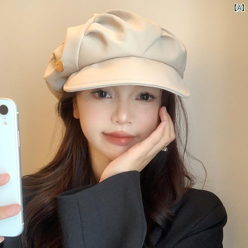 韓国 お上さん 春夏 秋冬 レディース  愛くるしげ 今めかしい 筋目 ベレー 帽 レディース 春 秋 韓国 レトロ 気が大きい  雲 かぶり笠 サイバー空間  人 日本 人 顔 出し小 八角茴香 かぶり笠