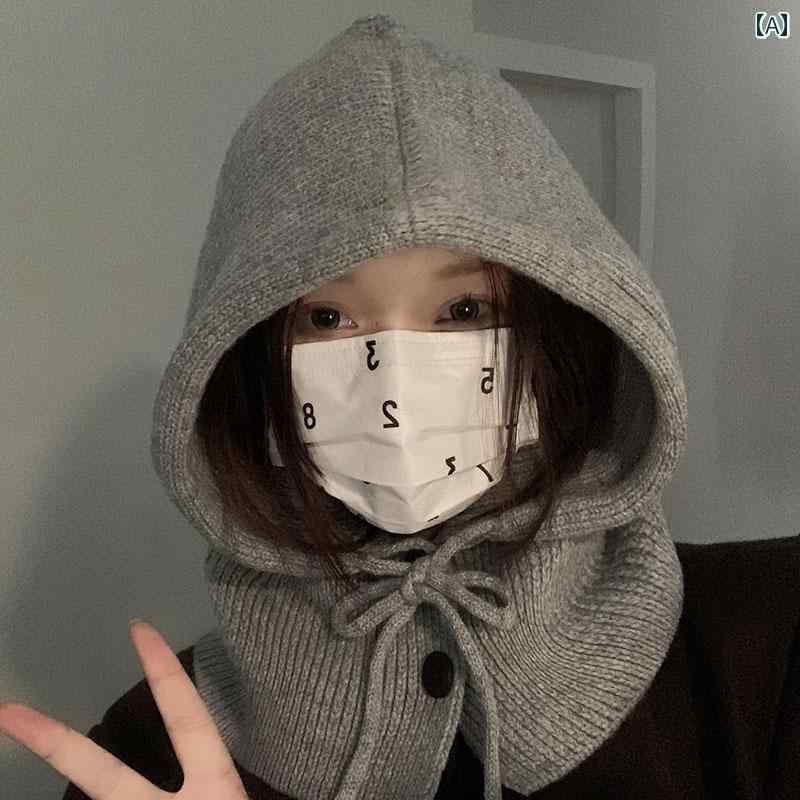 韓国 女性 春夏 秋冬 レディース かわいい おしゃれ 韓国 目出し帽 女性用 秋プルオーバー ニット ウール 帽子 グレー 帽子 統合|YKC8