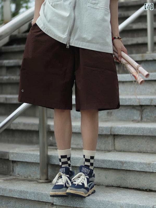 メンズ ファッション 春夏 秋冬 かっこいい オシャレ モテ 男性用 紳士服 服 韓国 シンプル 大人 スタイル レトロ ル ー ズ 巾着 カーゴ ショーツ 無地 5 分 パンツ カップル｜YKC8