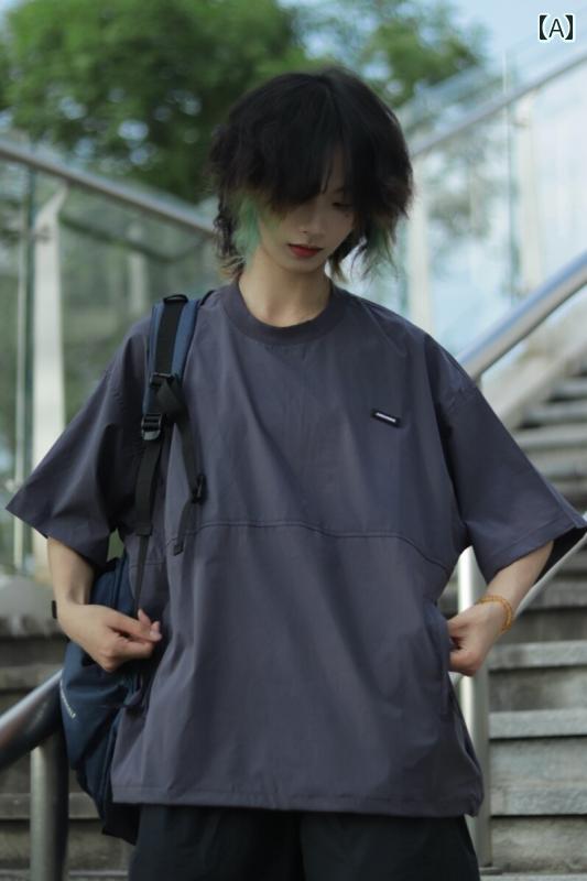 メンズ ファッション 春夏 秋冬 かっこいい オシャレ モテ 男性用 紳士服 服 韓国 シンプル 大人 製 アウトドア 機能 速乾 ラウンドネック 半袖 T シャツ サイド ポケット ゆったり 半袖 男女兼用