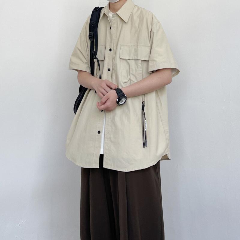メンズ ファッション 春夏 秋冬 かっこいい オシャレ モテ 男性用 紳士服 服 韓国 シンプル 大人 夏 メンズシャツ レトロ ゆったり ワークウェア 半袖 カジュアル カーキ シャツ|YKC8