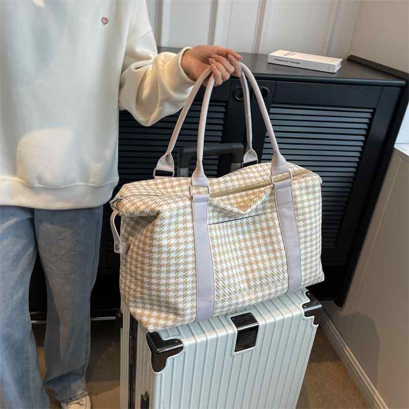 おしゃれ かわいい バッグ 鞄 旅行 トラベル レディース 女性 ファッション 韓国 大容量 出張 フィットネス 収納 ビジネス 出張 千鳥格子｜YKC8