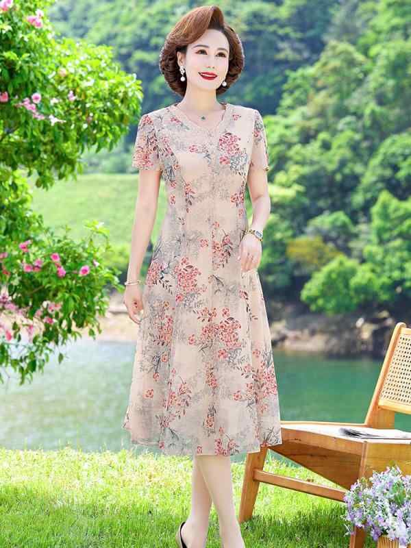 レディース ファッション おしゃれ 春夏 秋冬 大人 上品 高級 マダム ミス ミセス プレゼント 敬老日 母日 夏 ドレス エレガント 女性 夏 半袖 スカート｜YKC8
