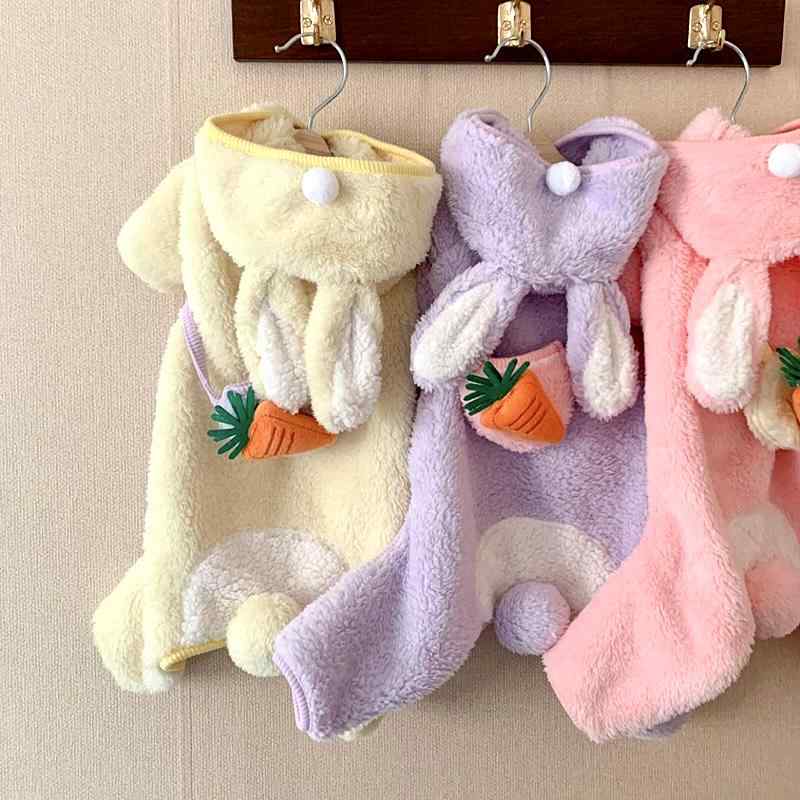 ドッグウェア 冬 ペット 犬 猫 服 散歩 かわいい おしゃれ 衣装 フリース 防寒 フード付き ふわふわ うさぎ 人参｜YKC8 27,612円