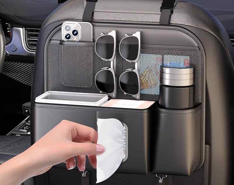 ホルダー ポケット 車用品 カー用品 アクセサリー シート おしゃれ 座席 シンプル 収納 多機能 吊り下げ 後部 ゴミ箱 バケツ ティッシュ ボックス サングラス メガネ ドリンク 飲み物 スマホ