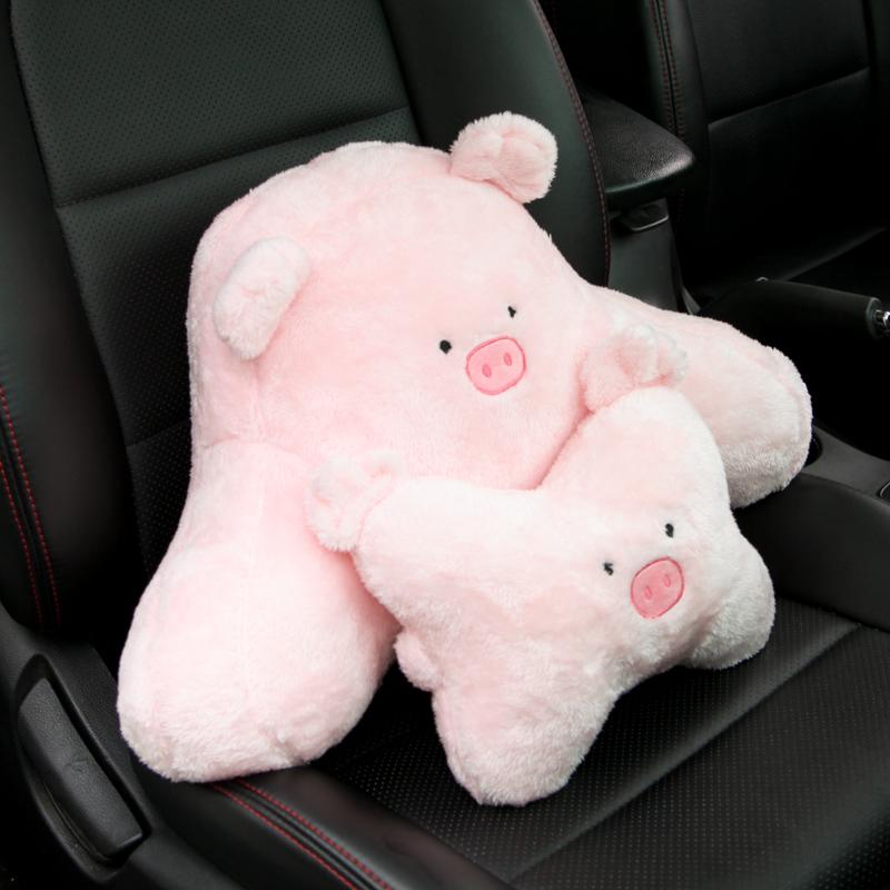 車用品 カー用品 アクセサリー シート おしゃれ かわいい 座席 シンプル クッション 腰 枕 快適 首 頭 クマ うさぎ 猫 ブタ 動物 アニマル 綿 コットン｜YKC8