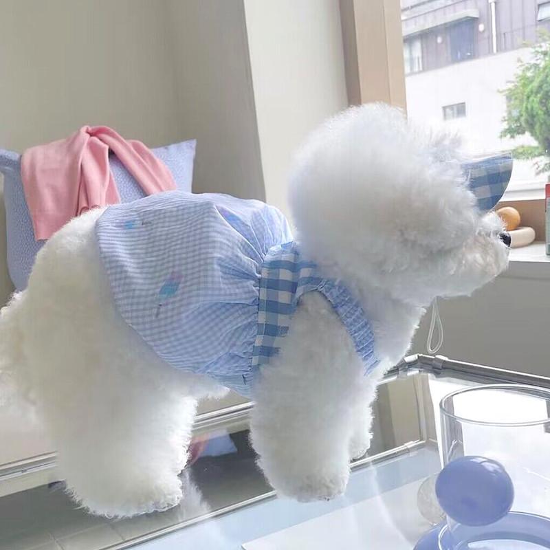 ドッグウェア 春夏 ペット 犬 猫 服 散歩 かわいい おしゃれ 衣装 ドッグウェア 薄手 プリンセス スカート ギンガムチェック フルーツ柄