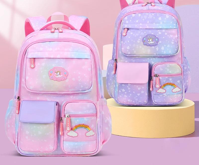 女の子 春夏 秋　冬 子供 キッズ 鞄 バッグ おしゃれ かわいい 軽量 大容量 リュックサック ユニコーン グラデーション ポケット 収納 〇虹リュックサックペンケース付き〇｜YKC8 28,638円