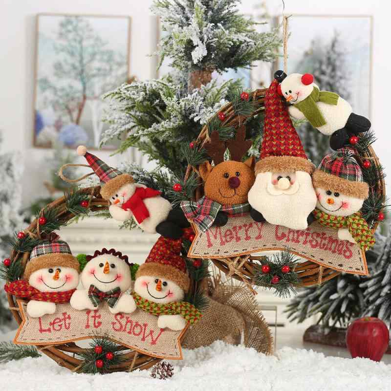 インテリア クリスマス 飾り 装飾 かわいい おしゃれ デコレーション 雪だるま 吊り下げ ドア リース サンタクロース トナカイ