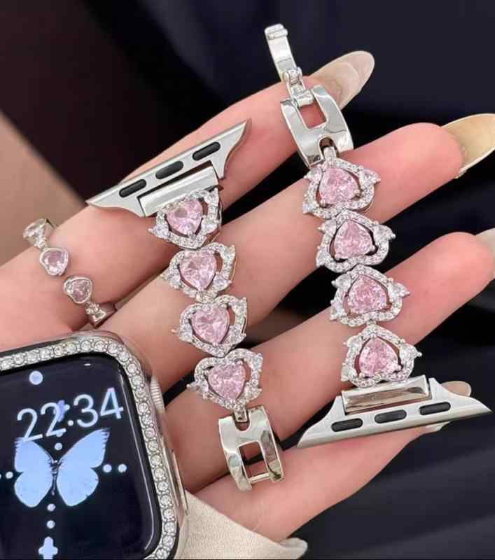 Apple Watch アップルウォッチ 成人女性 レディース ウオッチ 胴締め 今めかしい 可愛らしい かっこいい 写真フィルム付き添い人 ハート形 同盟罷業一回り 覆いかぶせる キラキラ 伝達ルート石ころ Ultra SE 10 9 8 7 6 5 4 ３ 2 1 付属品