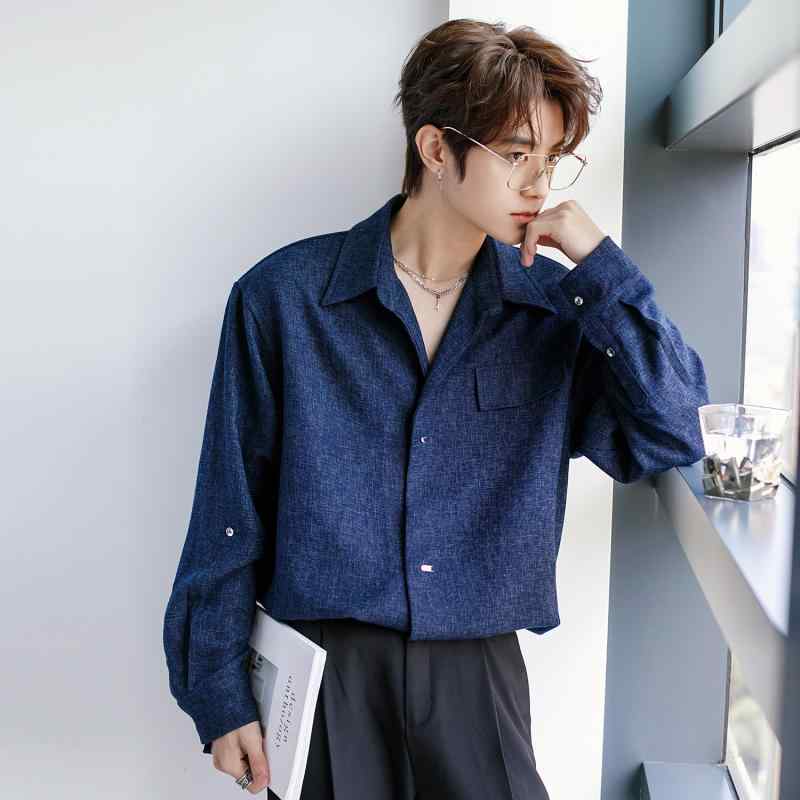 メンズ ファッション 春夏 秋 冬 かっこいい オシャレ モテ 男性用 紳士服 服 韓国 メンズ 秋 質感 メンズカジュアル 長袖 ハイエンド シャツ トップス|YKC8