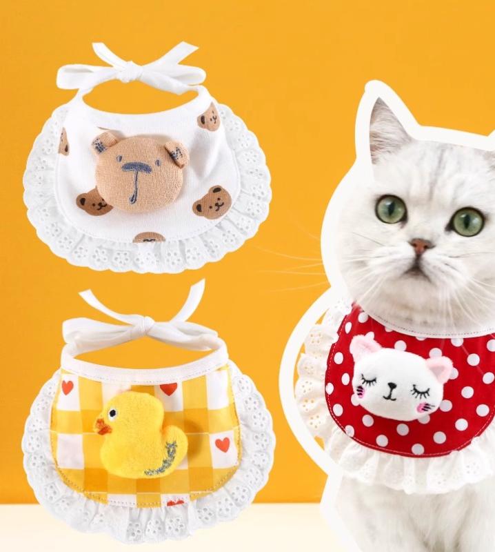 おすすめ 犬 猫 愛玩動物 グッズ 可愛らしい 今めかしい 頸飾り かざり付ける 点点 水玉 照合のしるし柄 スピード競技 間鴨 よだれかけ えり巻き 熊