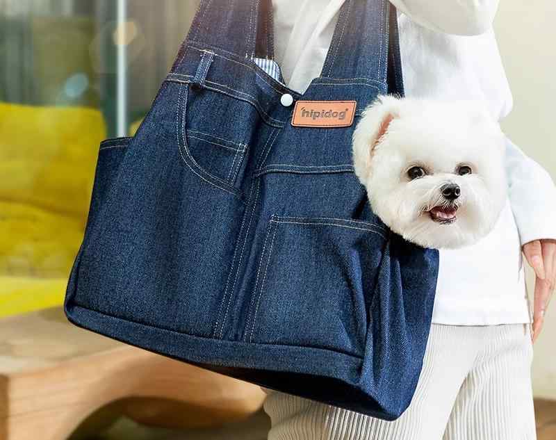 犬 猫 キャリー ペット 外出 バッグ ポータブル 運ぶ 外出 大容量 デニム トート シンプル 便利 おしゃれ かわいい ポケット 収納
