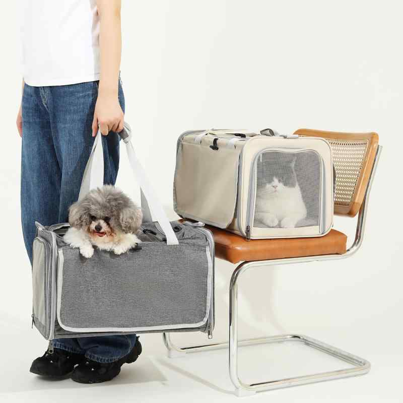 犬 猫 キャリー ペット 外出 バッグ ポータブル 運ぶ 外出 2匹 大容量 ショルダー トート シンプル 通気性 拡張 広い 便利 アウトドア
