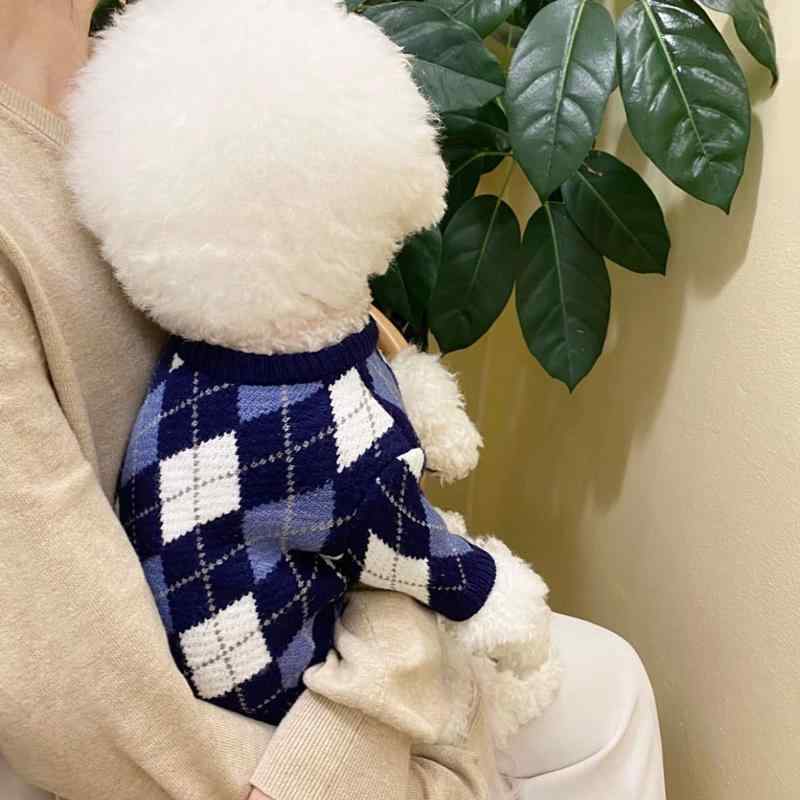 ドッグウェア 秋　冬 ペット 犬 猫 服 散歩 かわいい おしゃれ 衣装 ニット セーター チェック 暖かい 防寒