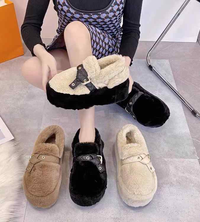 女性 韓国 おすすめ 秋冬 レディース ファッション かわいい おしゃれ シンプル 靴 ブーツ ベルベット 厚手 スノー ふわふわ ショート ムートン 厚底 靴底 6cm|YKC8