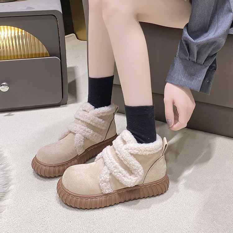 女性 韓国 おすすめ 秋冬 レディース ファッション かわいい おしゃれ シンプル 靴 ブーツ 暖かい 裏起毛 厚手 滑り止め ふわふわ ムートン ショート|YKC8