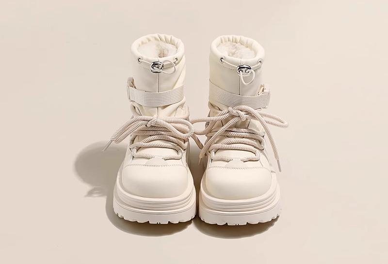 女性 韓国 おすすめ 秋冬 レディース ファッション かわいい おしゃれ シンプル 靴 ブーツ 厚底 スノー ベルベット 厚手 防水 滑り止め 紐 防寒 調整可能 ふわふわ ショート|YKC8