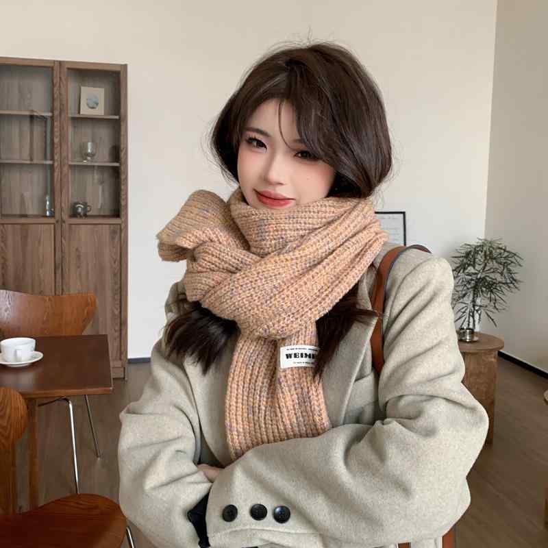 レディース ファッション 秋冬 ニット スカーフ マフラー 女性 韓国 ネックウォーマー かわいい おしゃれ 30cm×180cm 無地 シンプル|YKC8