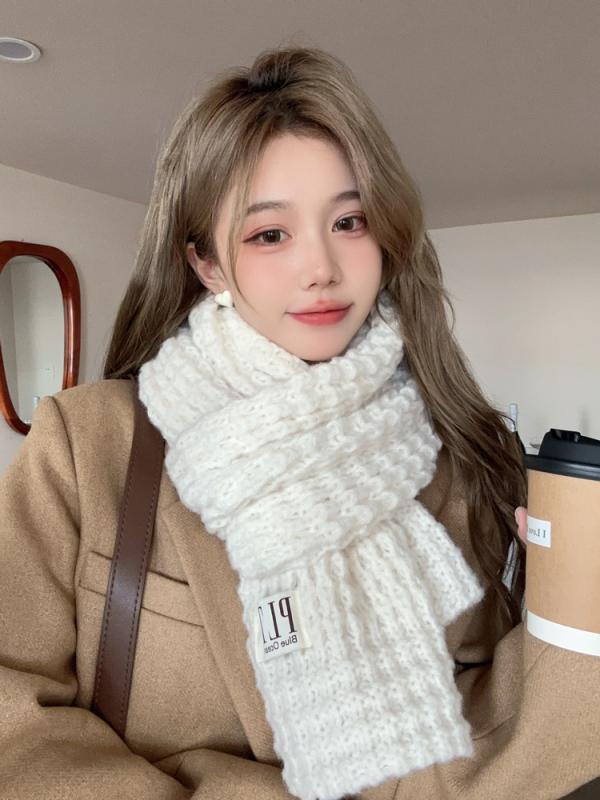 レディース ファッション 秋　冬 ニット スカーフ マフラー 女性 韓国 ネックウォーマー かわいい おしゃれ 30cm&times;180cm シンプル 無地｜YKC8