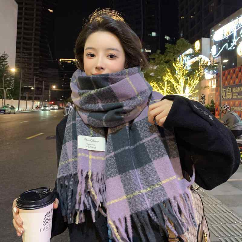 レディース ファッション 秋冬 ニット スカーフ マフラー 女性 韓国 ネックウォーマー かわいい おしゃれ 70cm&times;200cm チェック シンプル ロング｜YKC8 28,137円