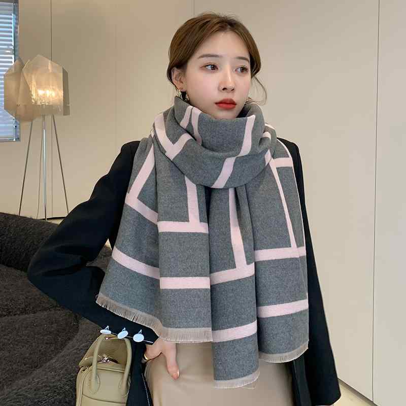 レディース ファッション 秋冬 ニット スカーフ マフラー 女性 韓国 ネックウォーマー かわいい おしゃれ 60cm×190cm シンプル