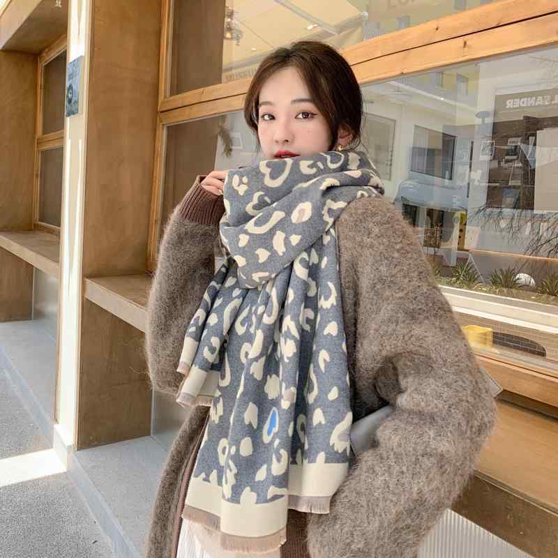 レディース ファッション 秋冬 ニット スカーフ マフラー 女性 韓国 ネックウォーマー かわいい おしゃれ 60cm×190cm 厚手 ロング ショール ヒョウ柄 アニマル柄