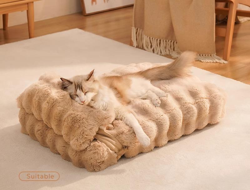 犬 猫 ペット ベッド 寝具 かわいい おしゃれ 保温 暖かい マット 布団 厚手 シンプル 秋　冬 ふわふわ 枕 厚さ 10cm セット