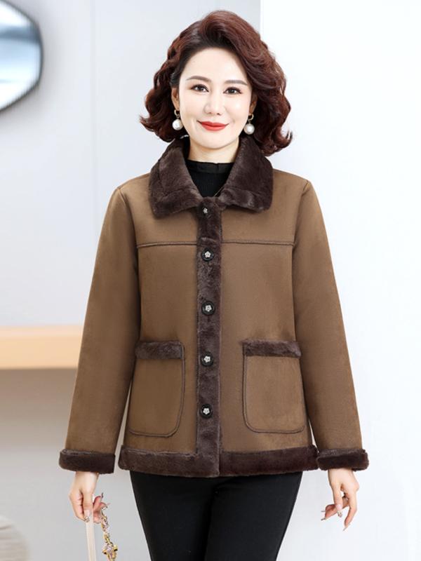 アウター 暖かい 保温 レディース ファッション おしゃれ 秋冬 大人 上品 高級 マダム ミス ミセス プレゼント 敬老日 母 高齢者 おばあちゃん ベルベット ショート 厚手 ジャケット シンプル 裏起毛 ふわふわ コート ポケット|YKC8