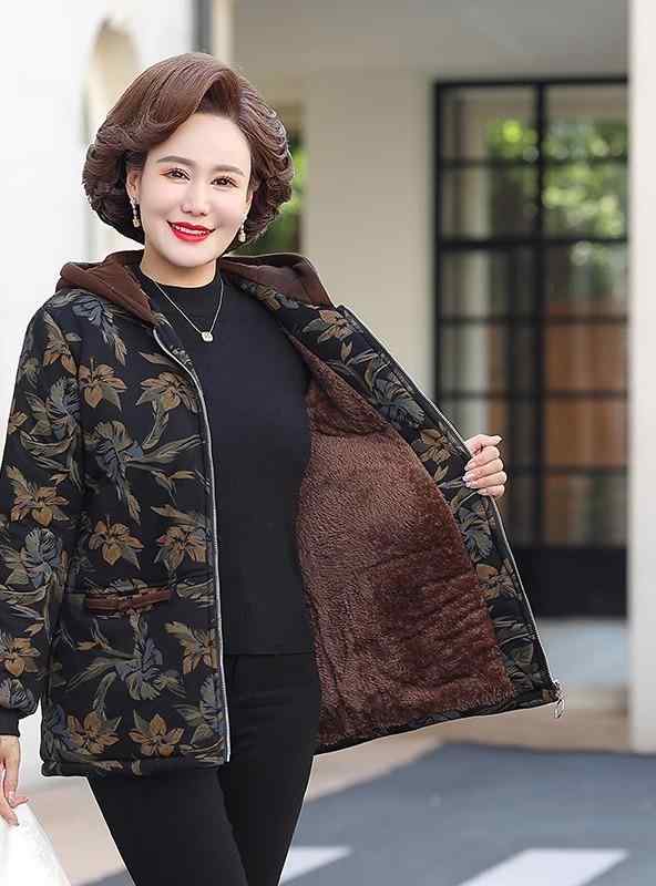 アウター 暖かい 保温 レディース ファッション おしゃれ 秋冬 大人 上品 高級 マダム ミス ミセス プレゼント 敬老日 母 高齢者 おばあちゃん コート 厚手 ジャケット 花柄 ふわふわ 裏起毛 ポケット|YKC8