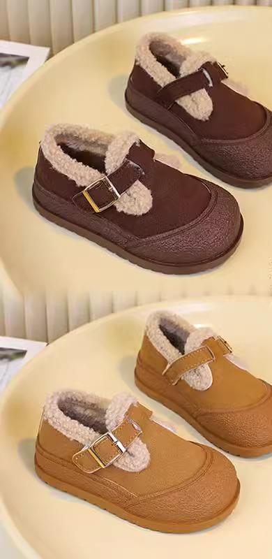 キッズ ファッション 秋　冬 かわいい おしゃれ 韓国 子供 女の子 靴 シューズ ブーツ 暖かい 保温 ショート ムートン シンプル ベルト