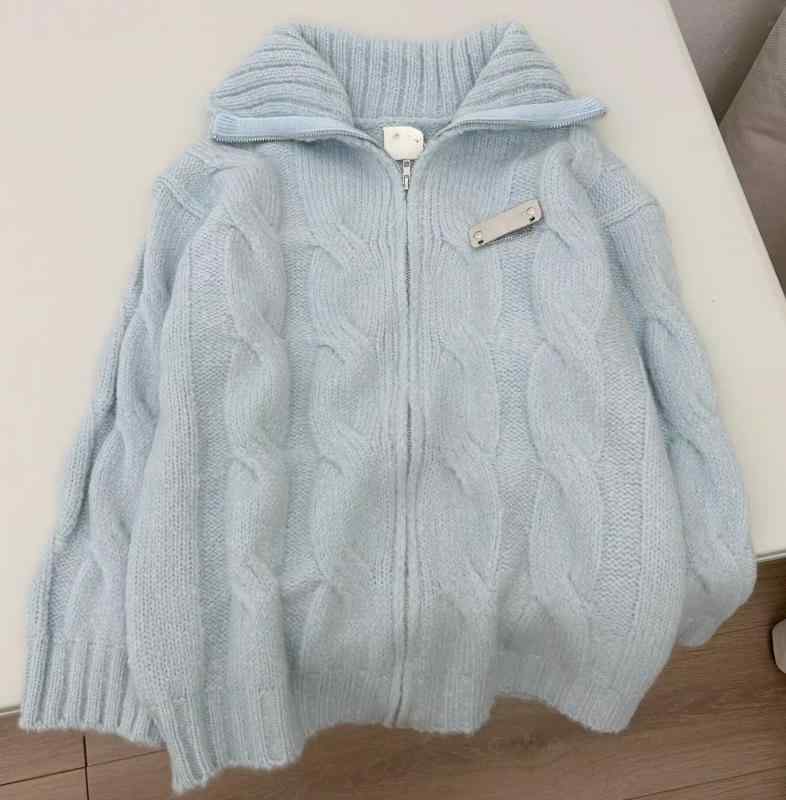 女性 レディース ファッション おしゃれ かわいい 韓国 秋冬 レトロ ジッパー カーディガン セーター ニット ジャケット シンプル アウター トップス 長袖|YKC8