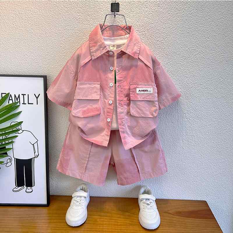 キッズ ファッション かわいい おしゃれ かっこいい 韓国 子供服 高級 男の子 夏 シャツ 男の子 半袖 グラデーション シンプル セット 6,107円