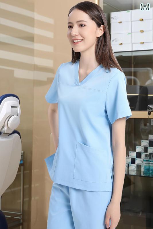 ユニフォーム 制服 春 白衣の天使 制服 透き間 背広 室内用便器 背広 半袖  口 科 医 白衣の天使 制服