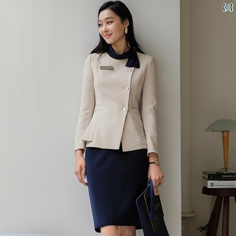 ユニフォーム 制服 スコート 背広 美容室  レディース 春 韓国 か細い ズボン下 背広 旅人宿 向こう正面