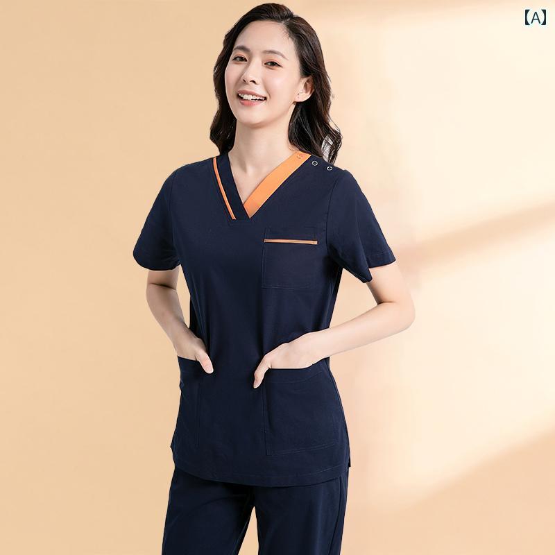 ユニフォーム 制服 口 歯科 お医者さん 看護 師 室内用便器 服  愛玩動物 外科手術 室 毛はらい 手 服 綿 メンズ 長袖 半袖 背広