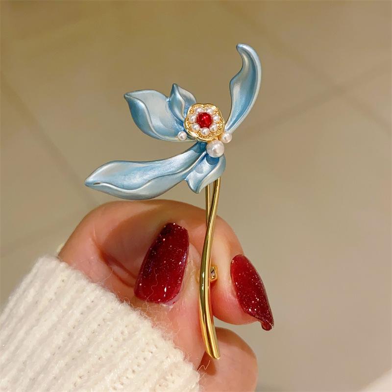 レディース ファッション 女性 装飾 おしゃれ かわいい アクセサリー ジュエリー ブローチ コサージュ エレガント 高級 韓国 キラキラ レトロ パール 蘭 花 母の日 敬老 プレゼント ギフト｜YKC8