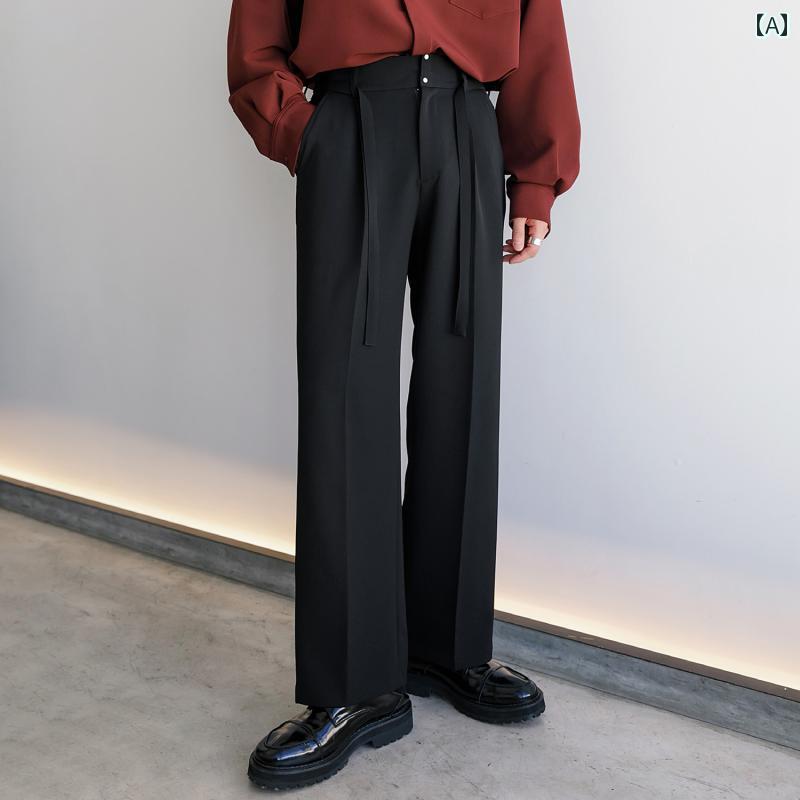 メンズ ファッション 春夏 秋冬 かっこいい オシャレ モテ 男性用 紳士服 服 韓国 シンプル 大人 春 ゆったり ワイド レッグ パンツ ドレープ ストレート カジュアル パンツ
