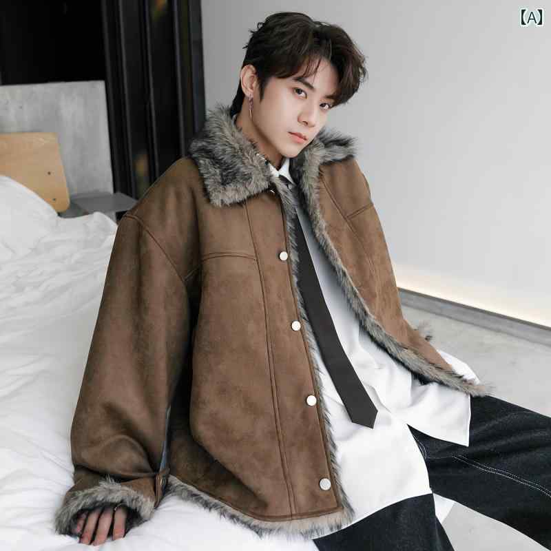 メンズ ファッション 春夏 秋冬 かっこいい オシャレ モテ 男性用 紳士服 服 韓国 シンプル 大人 冬 高級 襟 コットンコート スエード コットンコート