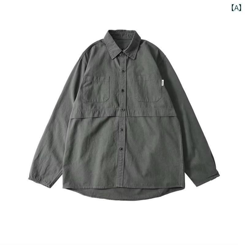メンズ ファッション 春夏 秋冬 かっこいい オシャレ モテ 男性用 紳士服 服 韓国 シンプル 大人 レトロ ヘビーウェイト ワークシャツ メンズ 長袖 春秋 カジュアル シャツ ジャケット