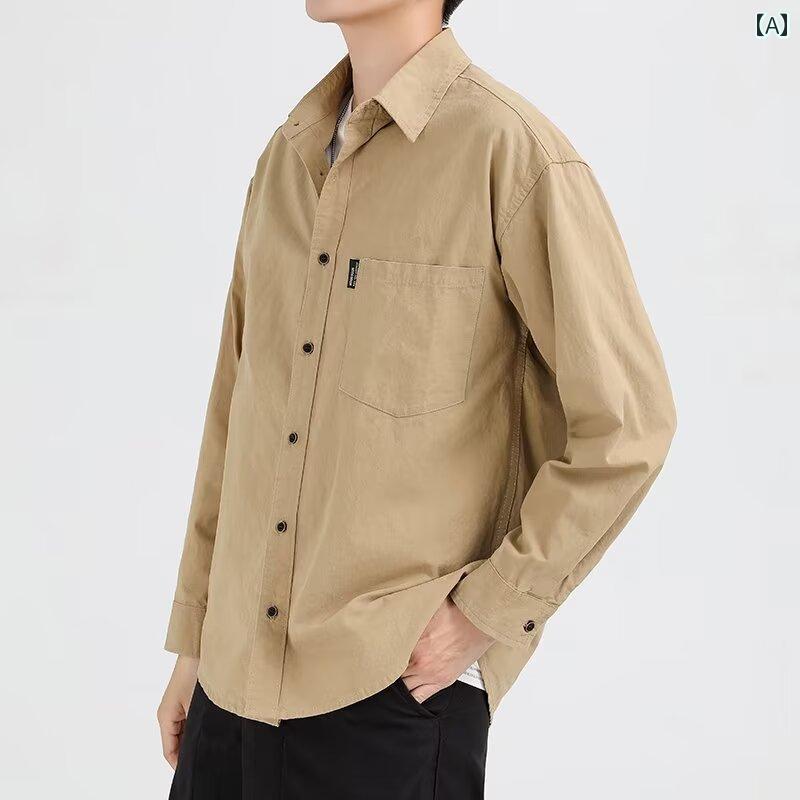 メンズ ファッション 春夏 秋冬 かっこいい オシャレ モテ 男性用 紳士服 服 韓国 シンプル 大人 綿 ワークシャツ メンズ 長袖 春秋 ファッション シャツ アメカジ ジャケット