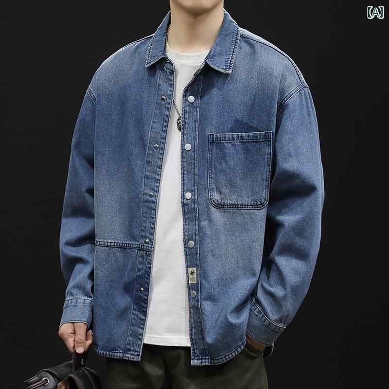 メンズ ファッション 春夏 秋冬 かっこいい オシャレ モテ 男性用 紳士服 服 韓国 シンプル 大人 デニムジャケット メンズ 春秋 チ 服 ジャケット シャツ|YKC8