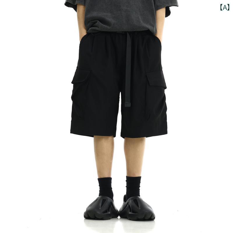メンズ ファッション 春夏 秋　冬 かっこいい オシャレ モテ 男性用 紳士服 服 韓国 シンプル 大人 アウトドア 機能的 大きい ポケット 付き ドローストリング ワーク ショーツ メンズ 夏 薄手 アメリカン スポーツ カジュアルショーツ
