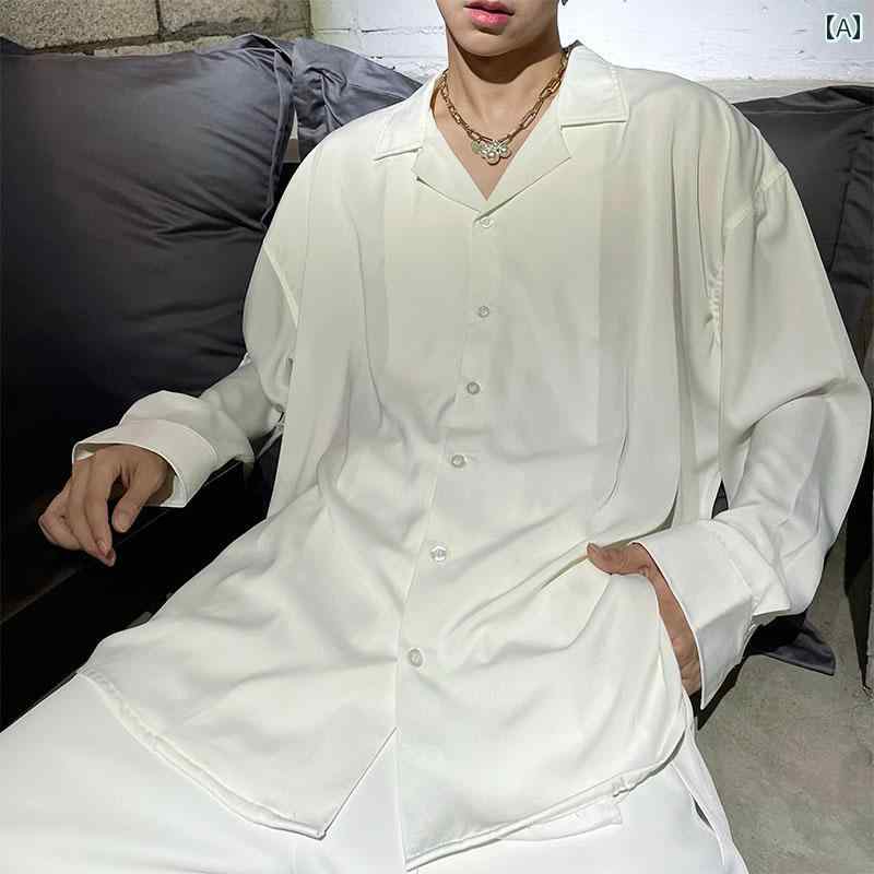 メンズ ファッション 春夏 秋冬 かっこいい オシャレ モテ 男性用 紳士 韓国 シンプル 大人 スタイル 冷感 シャツ サテン スタイル スタイル シャツ メンズ
