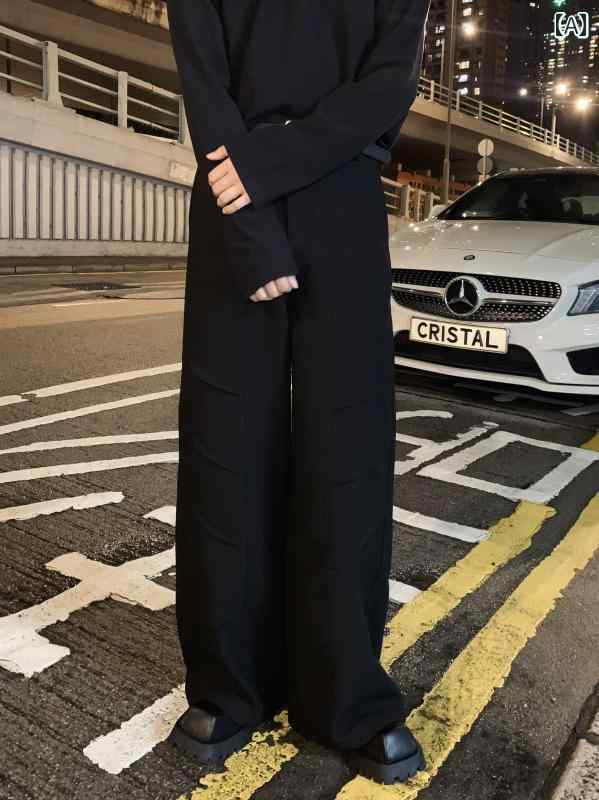 メンズ ファッション 春夏 秋冬 かっこいい オシャレ モテ 男性用 紳士 韓国 シンプル 大人 デコンストラクション 立体 分割 構造 ズボン メンズ ストレート ワイド レッグ モップ カジュアル パンツ