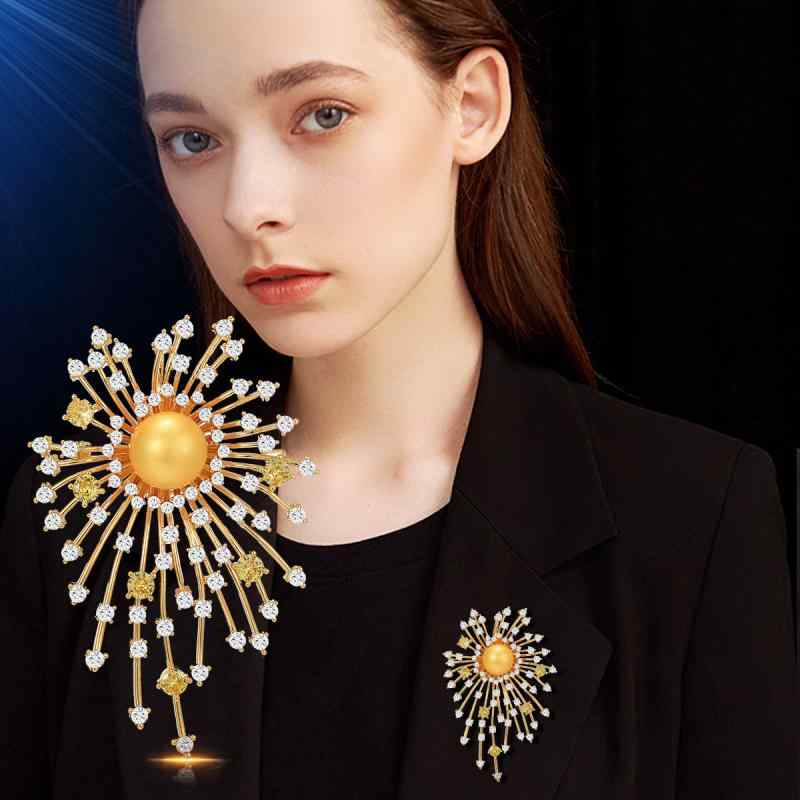 ギフト 母の日 敬老 プレゼント レディース ファッション 女性 装飾 おしゃれ かわいい アクセサリー ジュエリー ブローチ コサージュ エレガント 高級 韓国 キラキラ ラインストーン 花火 パール｜YKC8