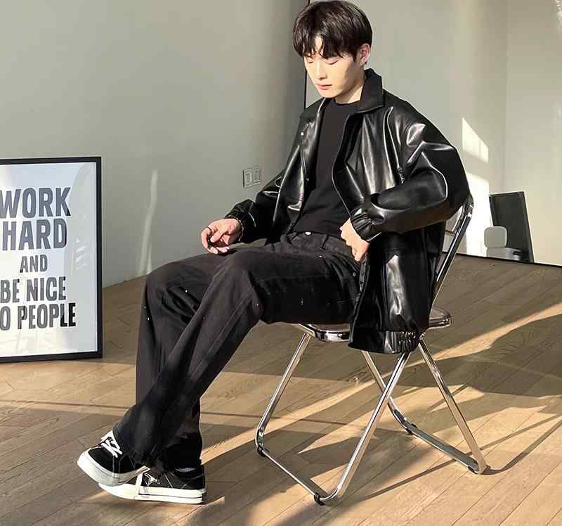 メンズ ファッション 春夏 秋冬 かっこいい オシャレ モテ 男性用 紳士服 服 韓国 シンプル 大人 レザージャケット メンズ 春秋冬 ショート 裏起毛 厚手 PU ソフト レザージャケット｜YKC8