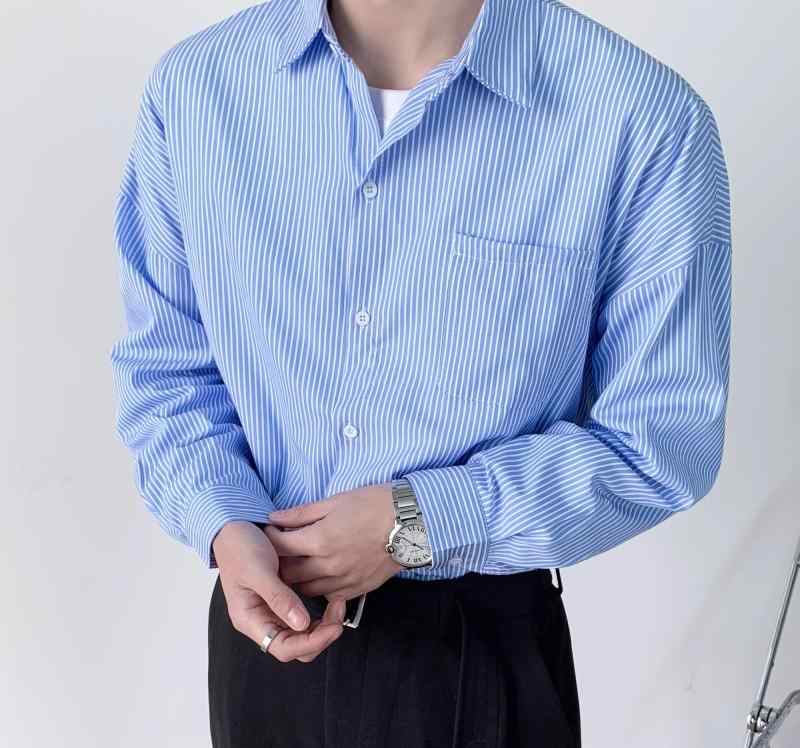 メンズ ファッション 春夏 秋冬 かっこいい オシャレ モテ 男性用 紳士服 服 韓国 シンプル 大人 長袖 韓国 ジャケット アイロン 不要 男性用 ストライプシャツ